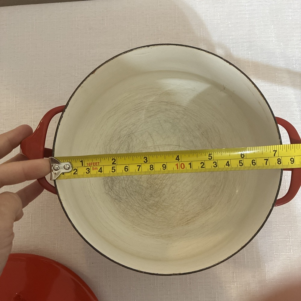 Vintage MCM Dansk 2 QT Red Enamel Kobenstyle Dutch Oven Pot With Trivet Lid - Picture 13 of 14